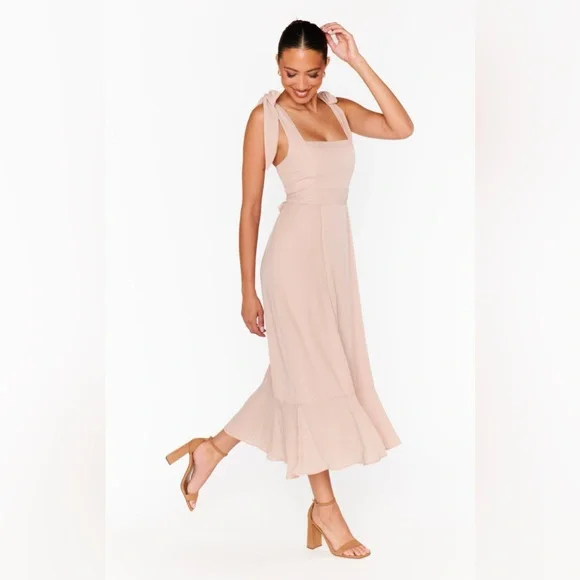 Show Me Your Mumu: Claire Midi Dress in Emerald Chiffon, Luxe Satin, and Crisp